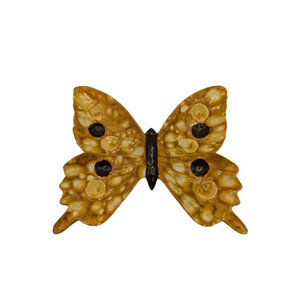 Other - Handmade Pottery Butterfly Ashtray / Catch all Trinket 70s oranges yellow 6"